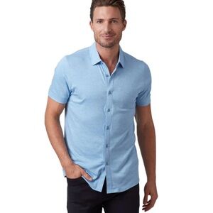 Raffi Light Blue Short Sleeve Casual Button-Down Shirt